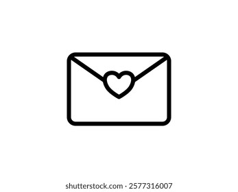 letter envelope icon with love sign heart sign, simple flat style, pictogram logo sign symbol vector illustration, isolated on white for mobile app