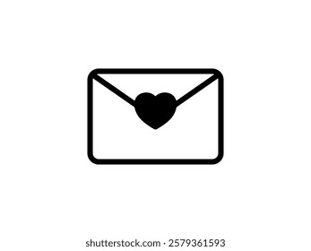 letter envelope icon with love sign heart sign, simple flat style, pictogram logo sign symbol vector illustration, isolated on white for mobile app