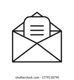 letter and envelope icon over white background, line style, vector illustration