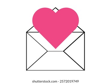 Letter envelope icon with letter representing love letter