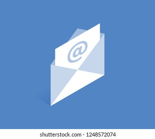 Letter and envelope icon. Vector illustration in flat isometric 3D style.