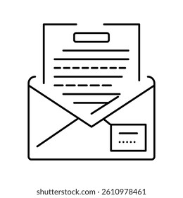 letter envelope line icon vector. letter envelope sign. isolated contour symbol black illustration