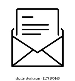 Letter and envelope. Mail or email concept Flat icon for apps and websites. Thin line icon isolated on white background.