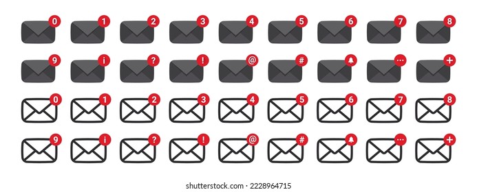 Letter envelope. Mail icons. Set of Chat Message Bubbles. Vector icons