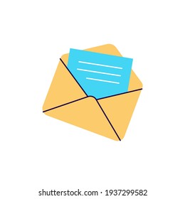 Letter in envelope message icon flat vector