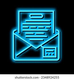 vector de señal de luz de neón sobre carta. ilustración de sobre carta