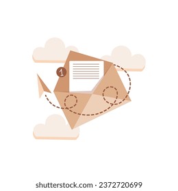 Letter in envelope on white background