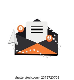 Letter in envelope on white background