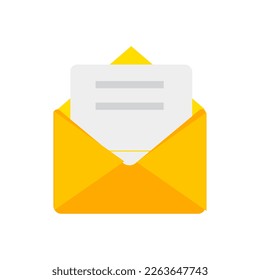 Letter envelope with paper document vector illustration. Closed, open with a message e-mail envelopes. Set mailbox vector icons in flat style. Email Envelope Icon