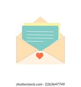 Letter envelope with paper document vector illustration. Closed, open with a message e-mail envelopes. Set mailbox vector icons in flat style. Email Envelope Icon