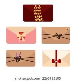  Letter envelope with paper document vector illustration. Closed, open with a message e-mail envelopes. Set mailbox vector icons in flat style. Email Envelope Icon