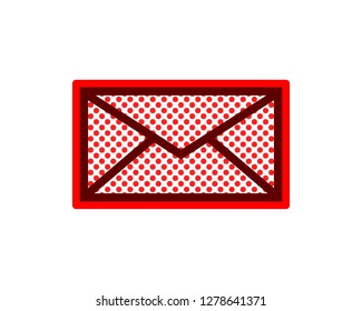 letter envelope patterned with red dot