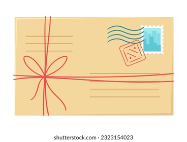Carta en sobre. Correspondencia romántica con la decoración.
