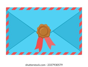 Letter in envelope. Romantic correspondence with decor.