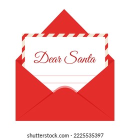 Carta en un sobre a Santa Claus. Ilustración vectorial.