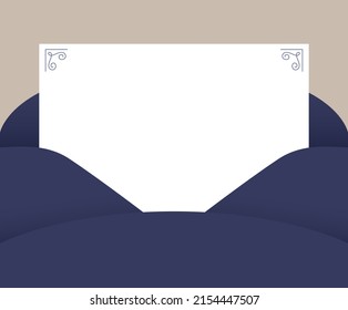 letter and envelope sent on a special day illustration set. paper, templates, hand writing, drawing, notes. Vector drawing. Hand drawn style.