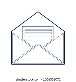 Letter in an envelope sign illustration. Vector. Flat style black icon on white.