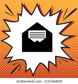Letter in an envelope sign illustration. Vector. Comics style icon on pop-art background.