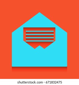 Letter in an envelope sign illustration. Vector. Whitish icon on brick wall as background.