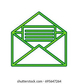 Letter in an envelope sign illustration. Vector. Lemon scribble icon on white background. Isolated