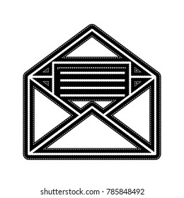 Letter in an envelope sign illustration. Vector. Flat style black icon on white.