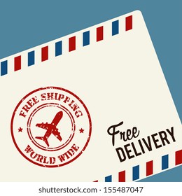 letter envelope with a stamp free delivery over blue background