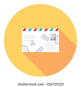 Letter Envelope With Stamps Flat Style Design Icon