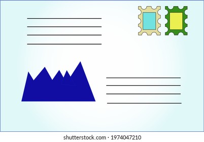 A letter in envelope with stamps on it vector flat illustration
