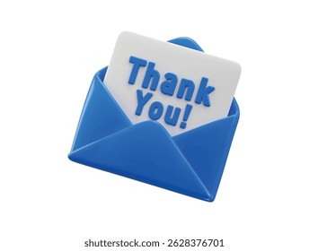 Letter in an envelope with thank you text icon 3d render concept of email marketing icon vector illustration