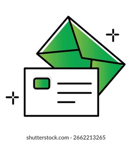 Icono de Ilustración vectorial de sobre de carta para mensaje, correo y comunicación