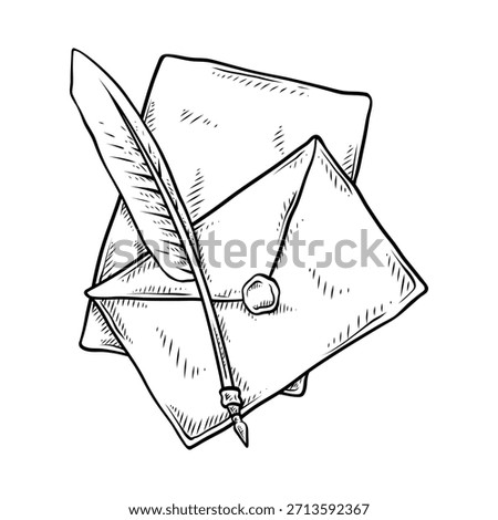letter envelope vector illustration with line art drawing
