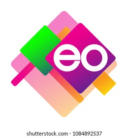 Letter EO logo with colorful geometric shape, letter combination logo design for creative industry, web, business and company.