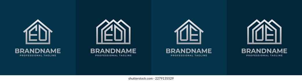 Letter EO und OE Home Logo Set. Geeignet für alle Geschäfte im Zusammenhang mit Haus, Immobilien, Bau, Inneneinrichtung mit EO oder OE Initialen.