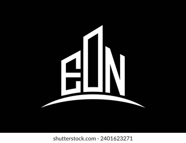 Letter EON Building vector monogram logo design template. Building Shape EON logo