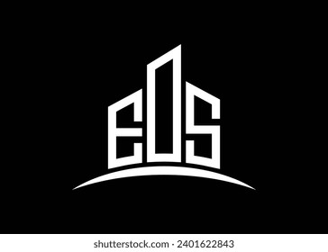 Letter EOS Building vector monogram logo design template. Building Shape EOS logo.