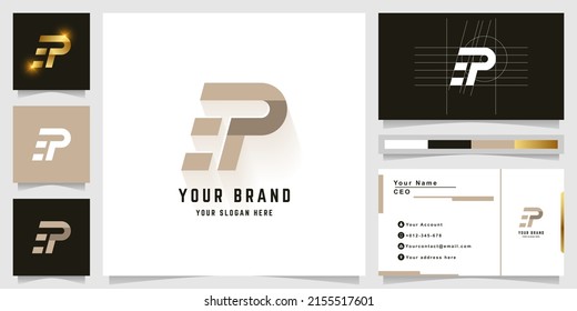 Letter EP or ER monogram logo with business card design