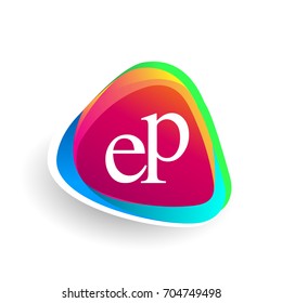 Letter EP logo in triangle shape and colorful background, letter combination logo design for company identity.
