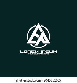 Letra EP triángulo de diseño de logotipo vectorial