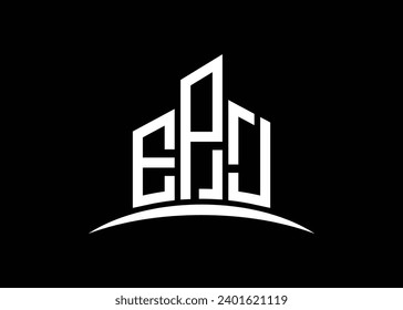 Carta Plantilla de diseño del logotipo del vector de construcción EPJ. Construyendo el logotipo EPJ de Shape.