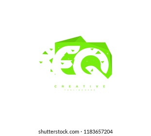 Letter EQ Abstract Rectangle Shape with Modern Geometric Pattern Pixel Logo