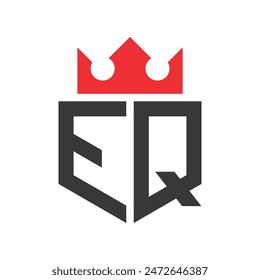 Letter EQ Crown Logo. Crown on Letter EQ Logo Design Template