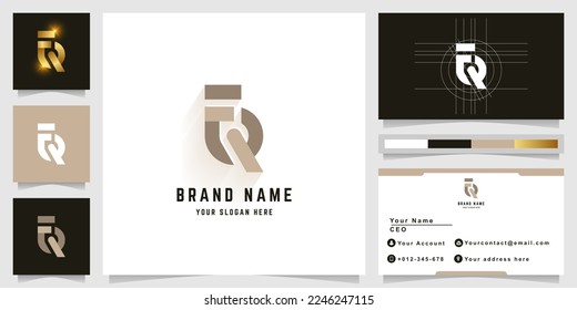 Letter EQ or FR monogram logo with business card design