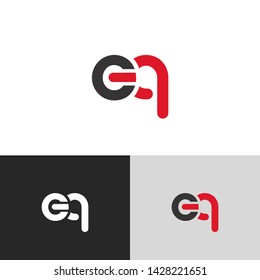Letter eq linked lowercase logo design template elements. Red  letter Isolated on black  background. Suitable for business, consulting group company.