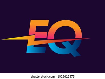 Letter EQ logo with Lightning icon, letter combination Power Energy Logo design for Creative Power ideas, web, business and company.