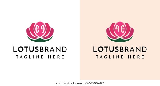 Letter EQ and QE Lotus Logo Set, suitable for business related to lotus flowers with EQ or QE initials.