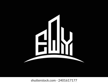 Letter EQY Building vector monogram logo design template. Building Shape EQY logo.