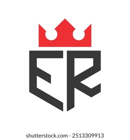 Logotipo da carta ER Crown Crown on Letter ER Logo Design Template