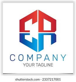 letra ER logotipo hexágono inicial icono premium plantilla elegante vectores eps 10