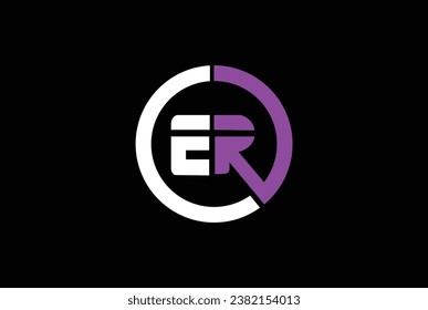 Letter E,R, ER OR RE Logo With Circle.