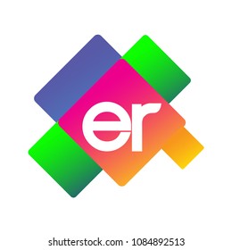 Letter ER logo with colorful geometric shape, letter combination logo design for creative industry, web, business and company.